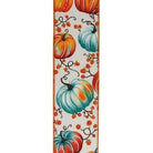 Shop For 2.5" Pumpkins Bittersweet Ribbon: Ivory/Teal/Rust (10 Yards)