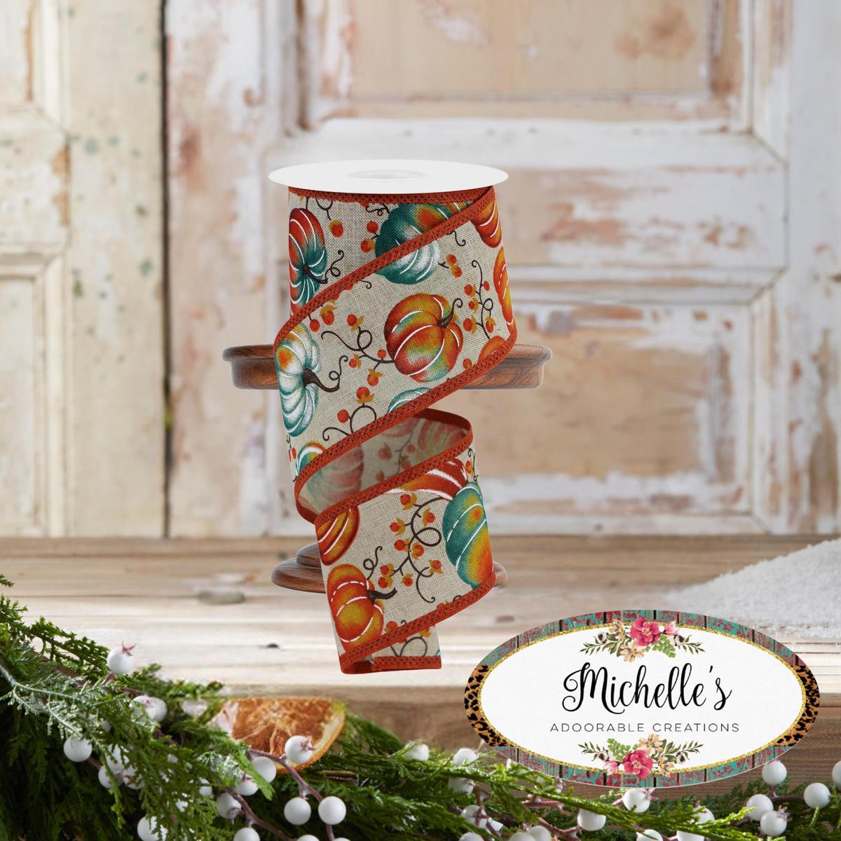 Shop For 2.5" Pumpkins Bittersweet Ribbon: Light Natural (10 Yards)