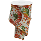 Shop For 2.5" Pumpkins Bittersweet Ribbon: Light Natural/Rust (10 Yards)