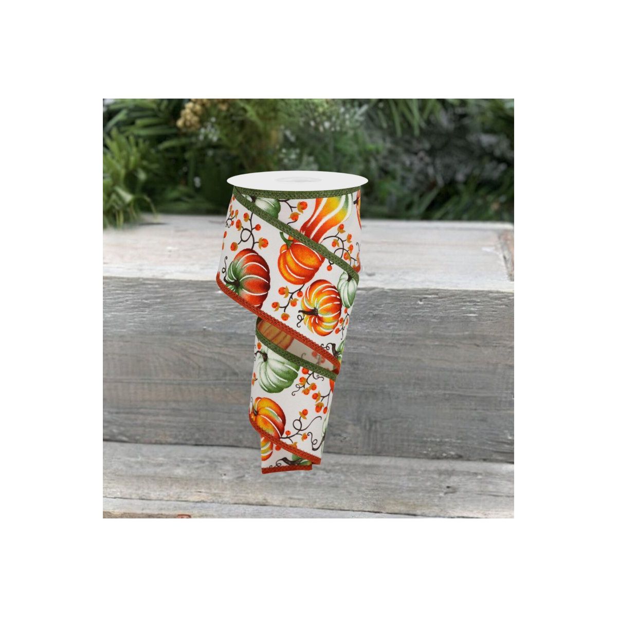 Shop For 2.5" Pumpkins Bittersweet Ribbon: Moss Green (10 Yards)