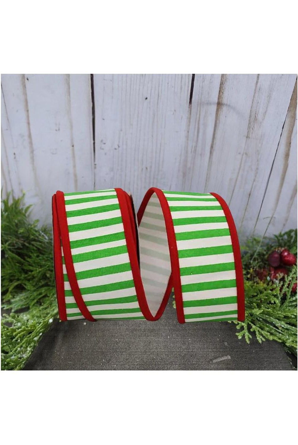 Shop For 2.5" Railroad Striped Ribbon: Green/White (10 Yards)