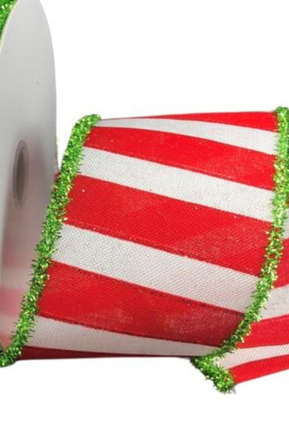Shop For 2.5" Red White Stripe Tinsel Ribbon: Lime Green (10 Yards)