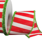 Shop For 2.5" Red White Stripe Tinsel Ribbon: Lime Green (10 Yards)