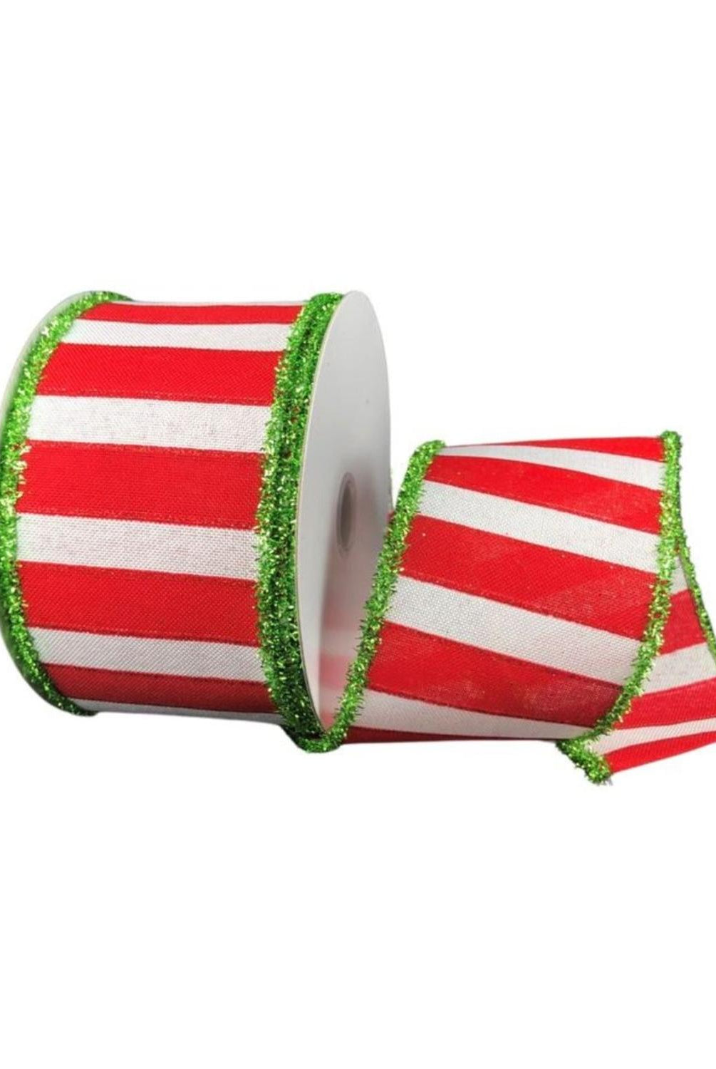 Shop For 2.5" Red White Stripe Tinsel Ribbon: Lime Green (10 Yards)