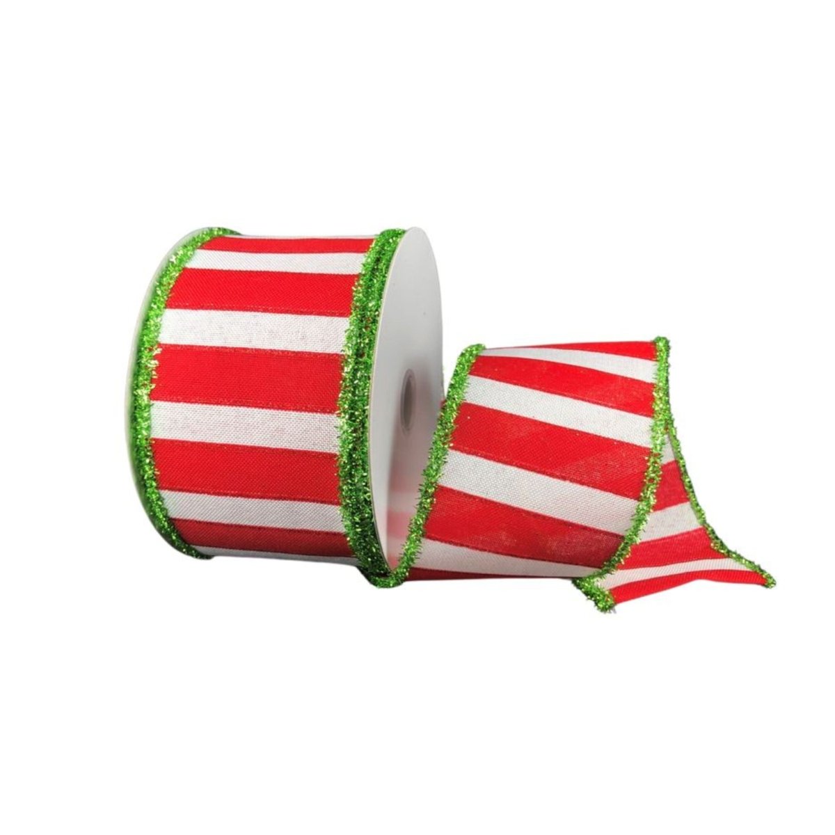 Shop For 2.5" Red White Stripe Tinsel Ribbon: Lime Green (10 Yards)