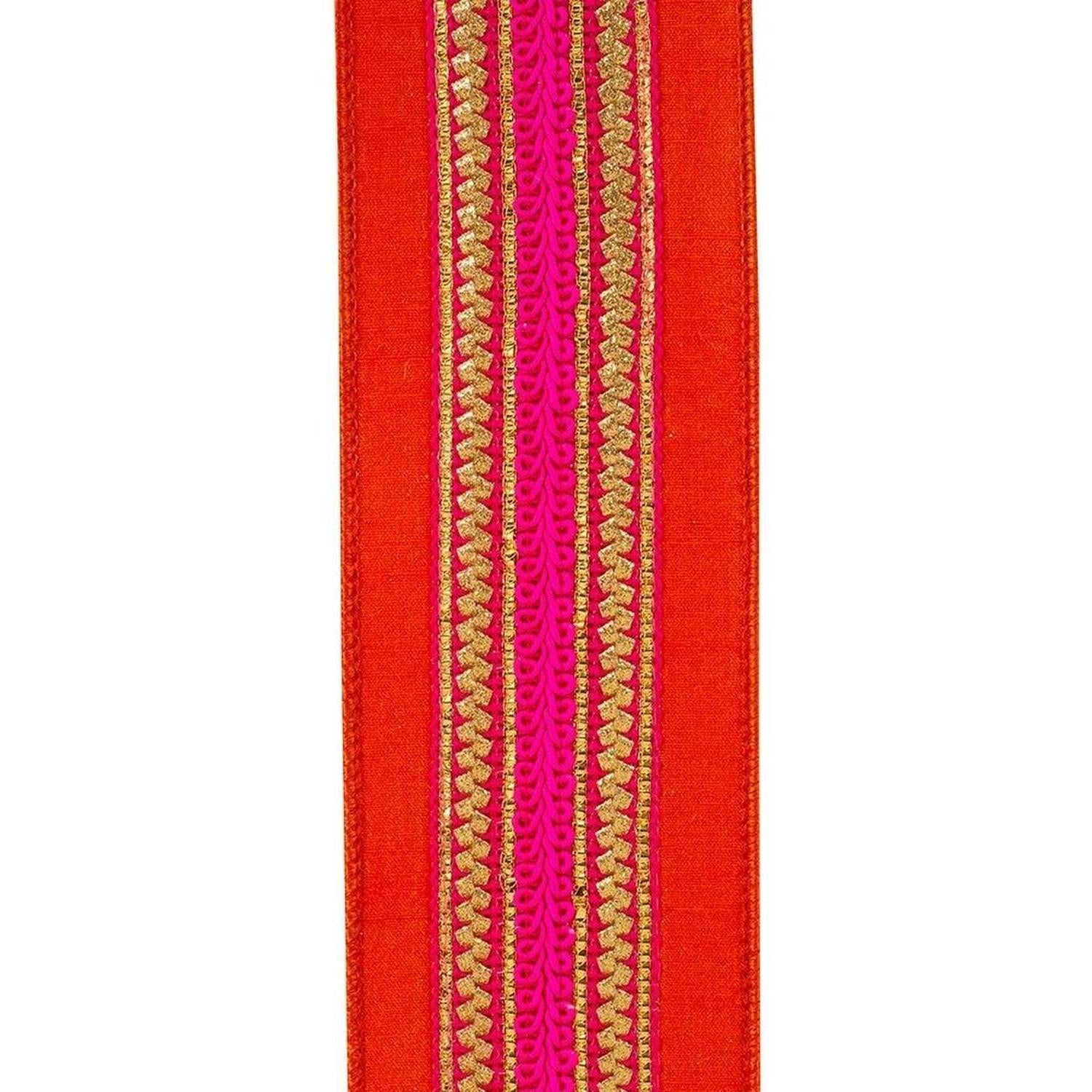 Shop For 2.5" Regal Stripe Trimming Dupioni Ribbon: Copper/Pink (5 Yards)