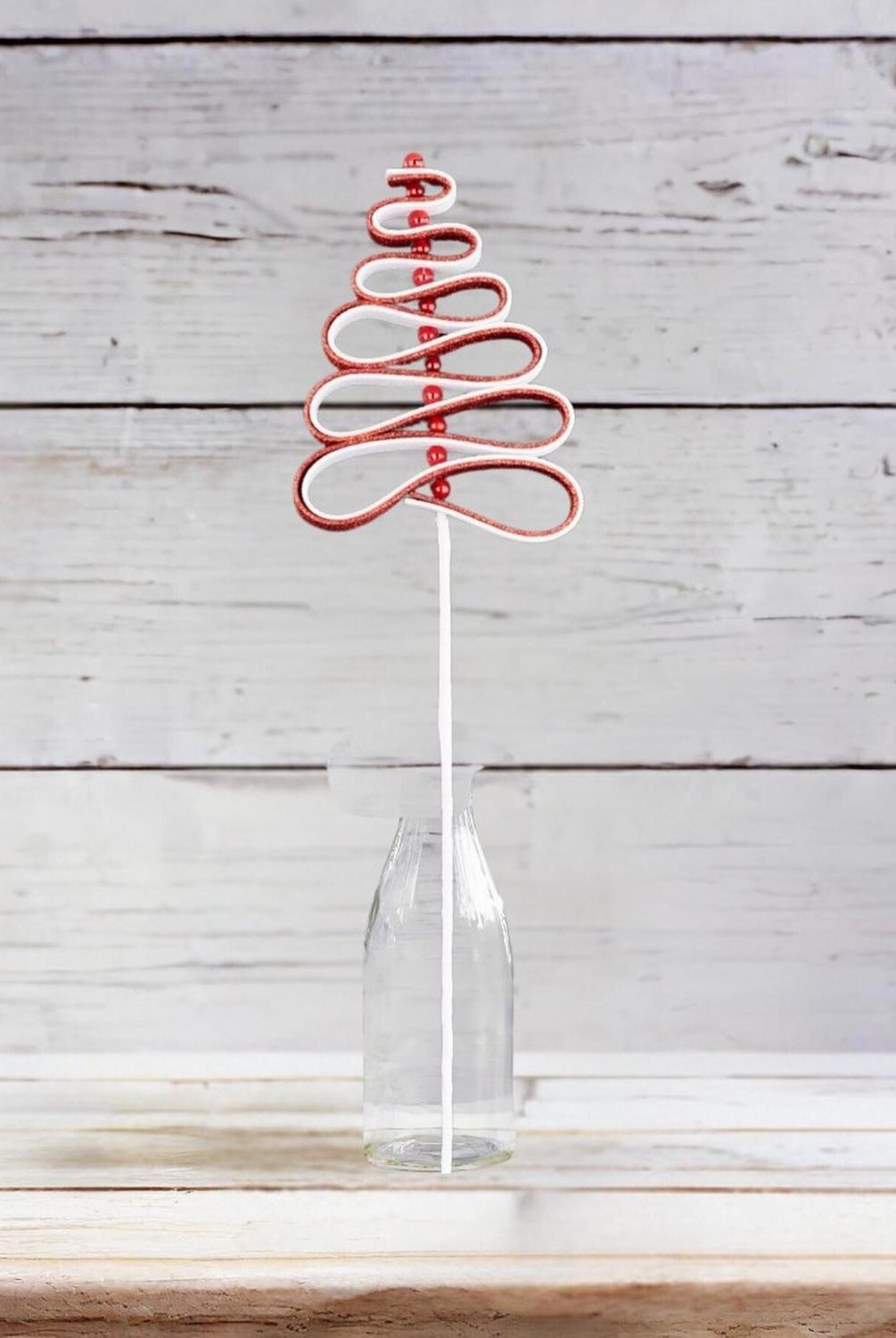 25" Ribbon Candy Tree Stem: Red/White