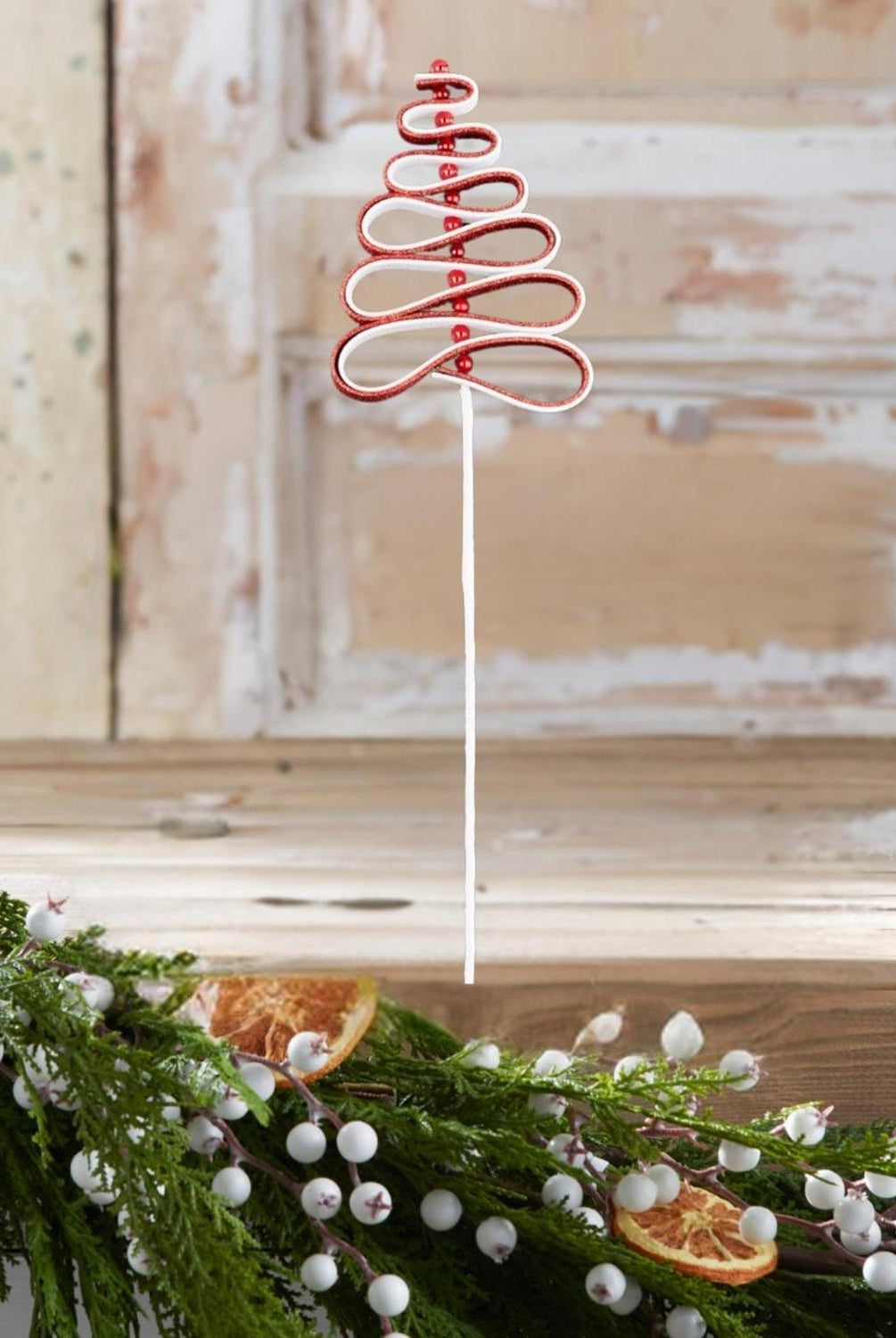 25" Ribbon Candy Tree Stem: Red/White