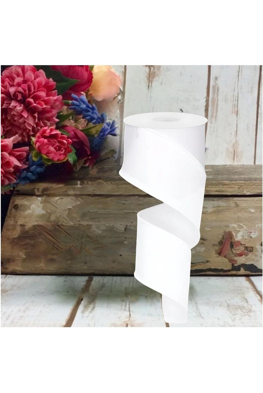 2.5" Royal Burlap Ribbon: White (10 Yards)