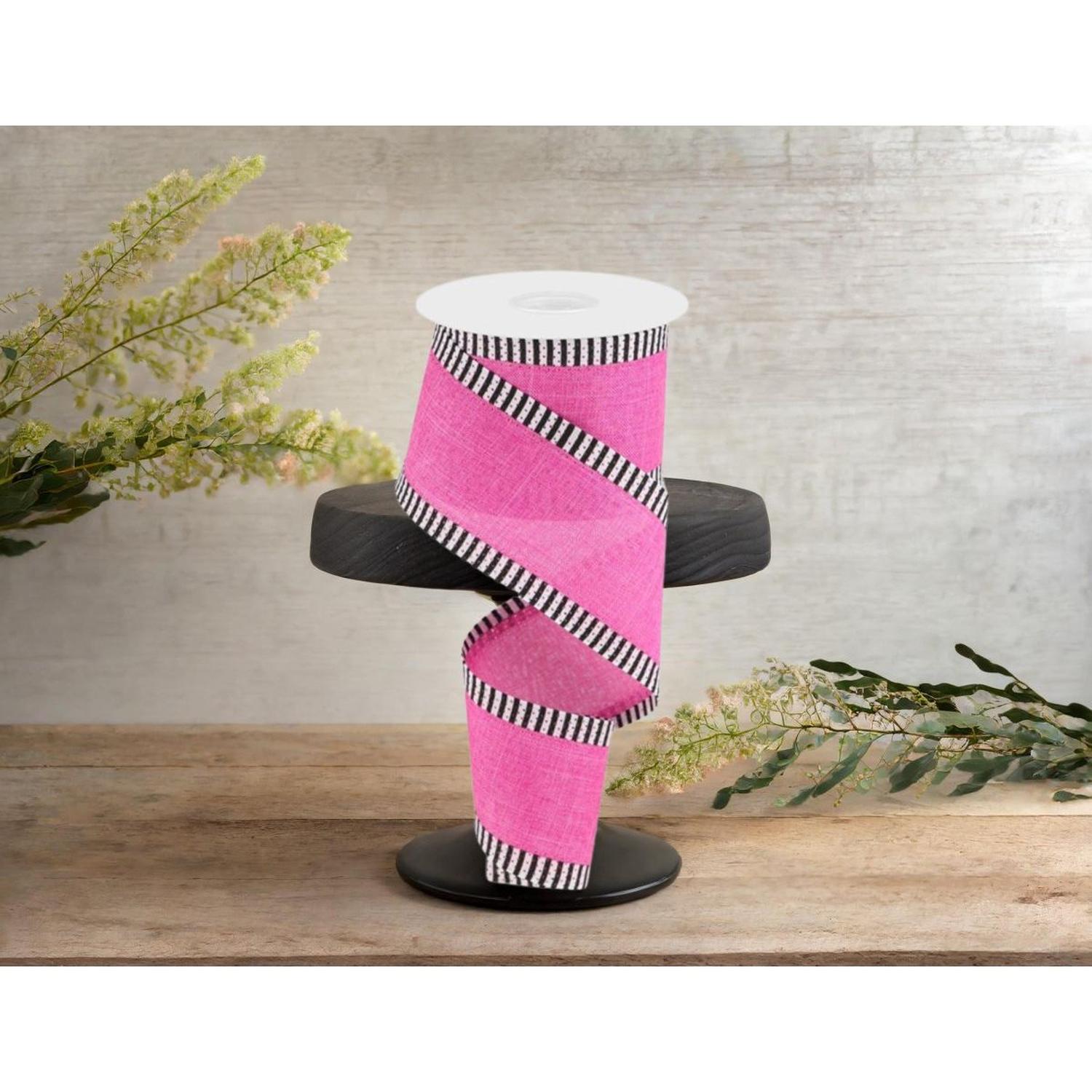 Shop For 2.5" Royal Burlap Thin Stripe Ribbon: Fuchsia (10 Yards) at Michelle's aDOORable Creations