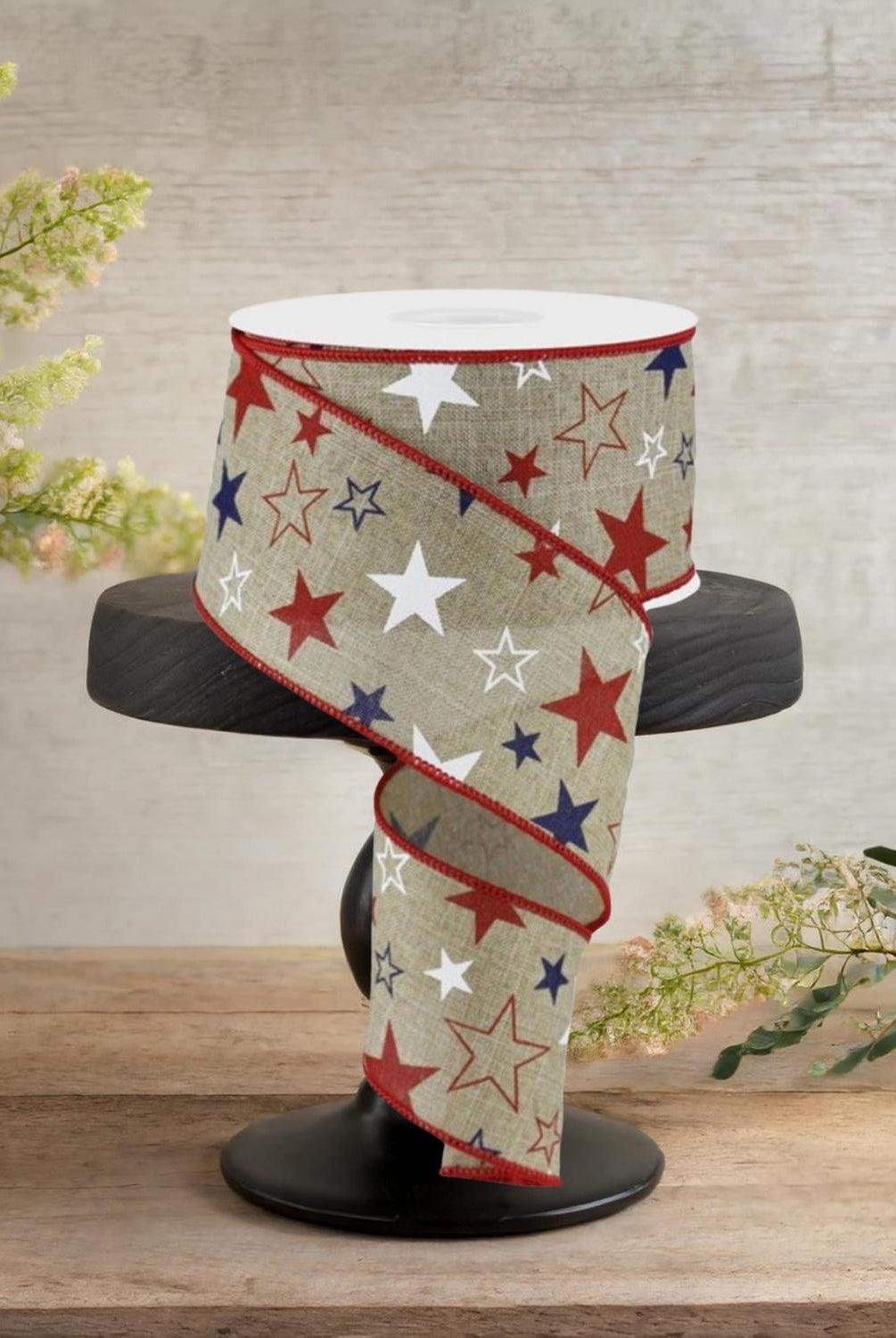 2.5" Royal Canvas Ribbon: Patriotic Stars (10 Yards)