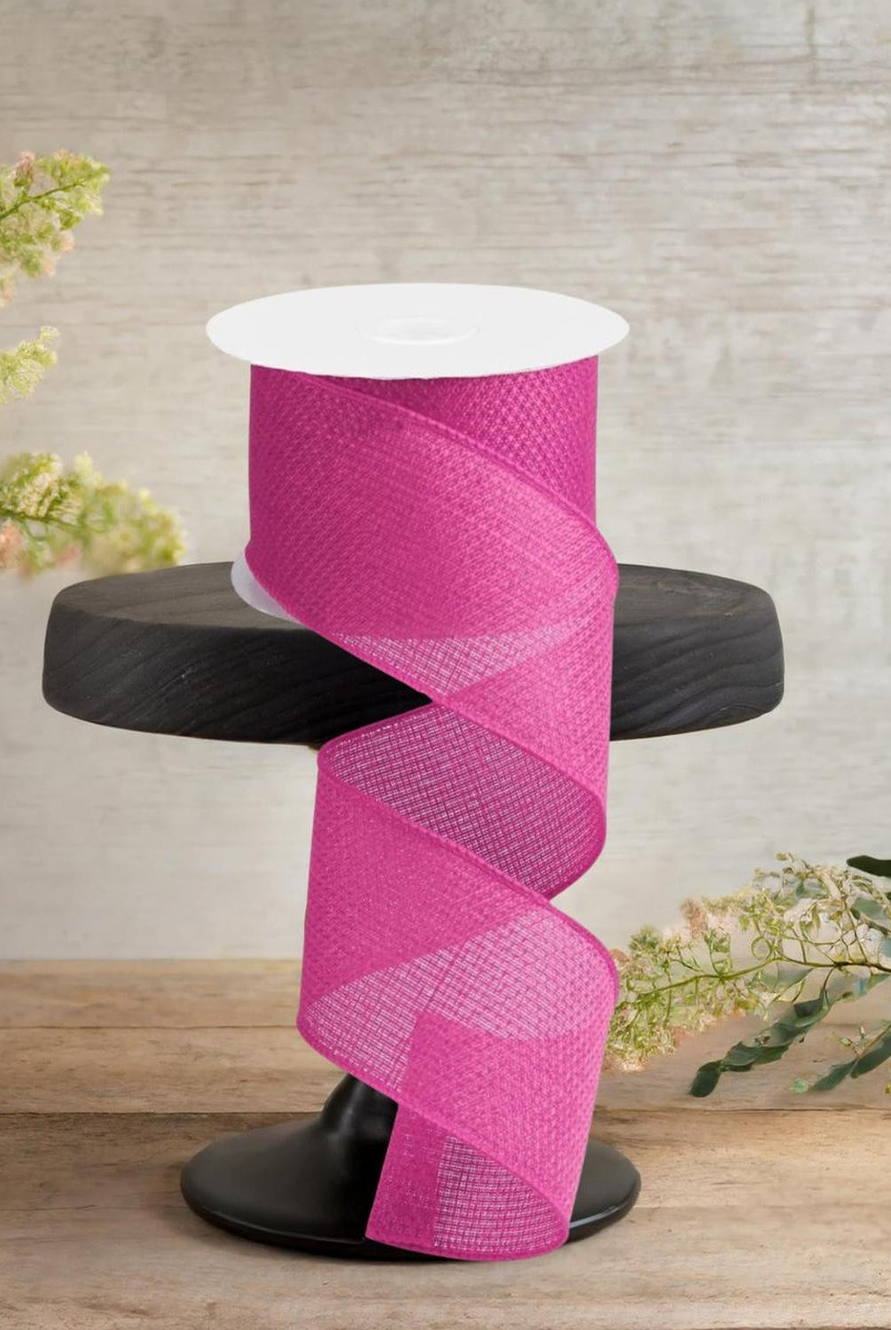 2.5" Royal Faux Burlap Ribbon: Hot Pink (10 Yards)