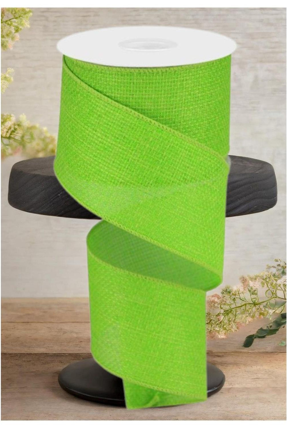 2.5" Royal Faux Burlap Ribbon: Lime Green (10 Yards)