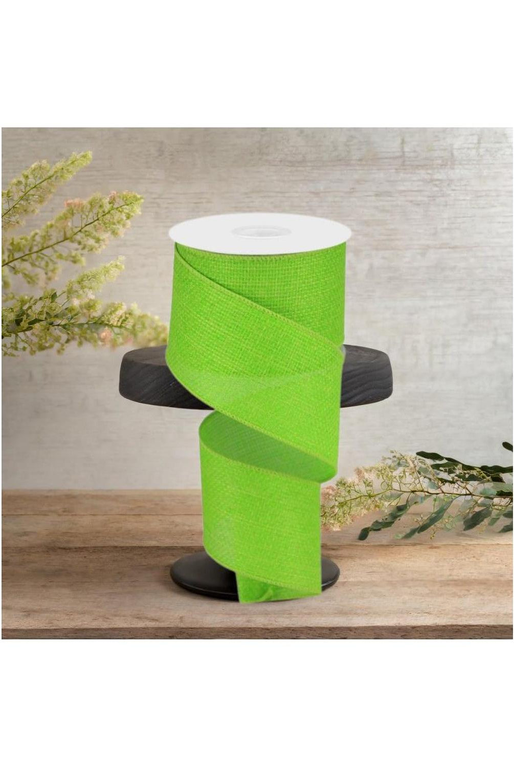 2.5" Royal Faux Burlap Ribbon: Lime Green (10 Yards)