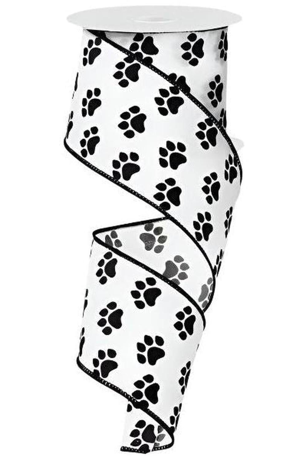 Shop For 2.5" Satin Paw Print Ribbon: Black & White (10 Yards)