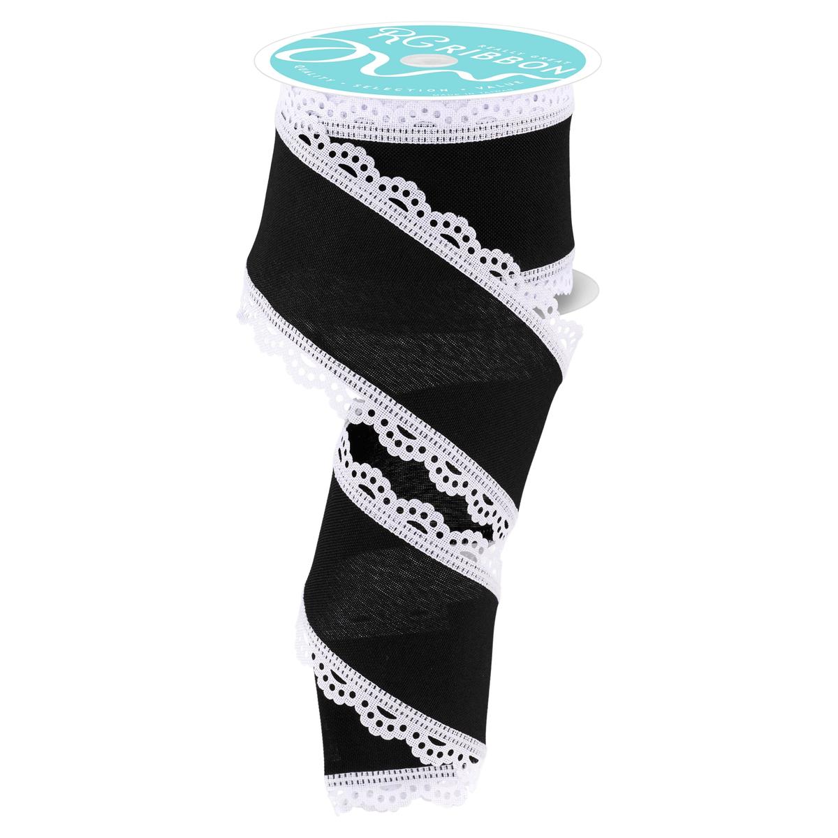 Shop For 2.5" Scalloped Edge Ribbon: Black/White (10 Yard)