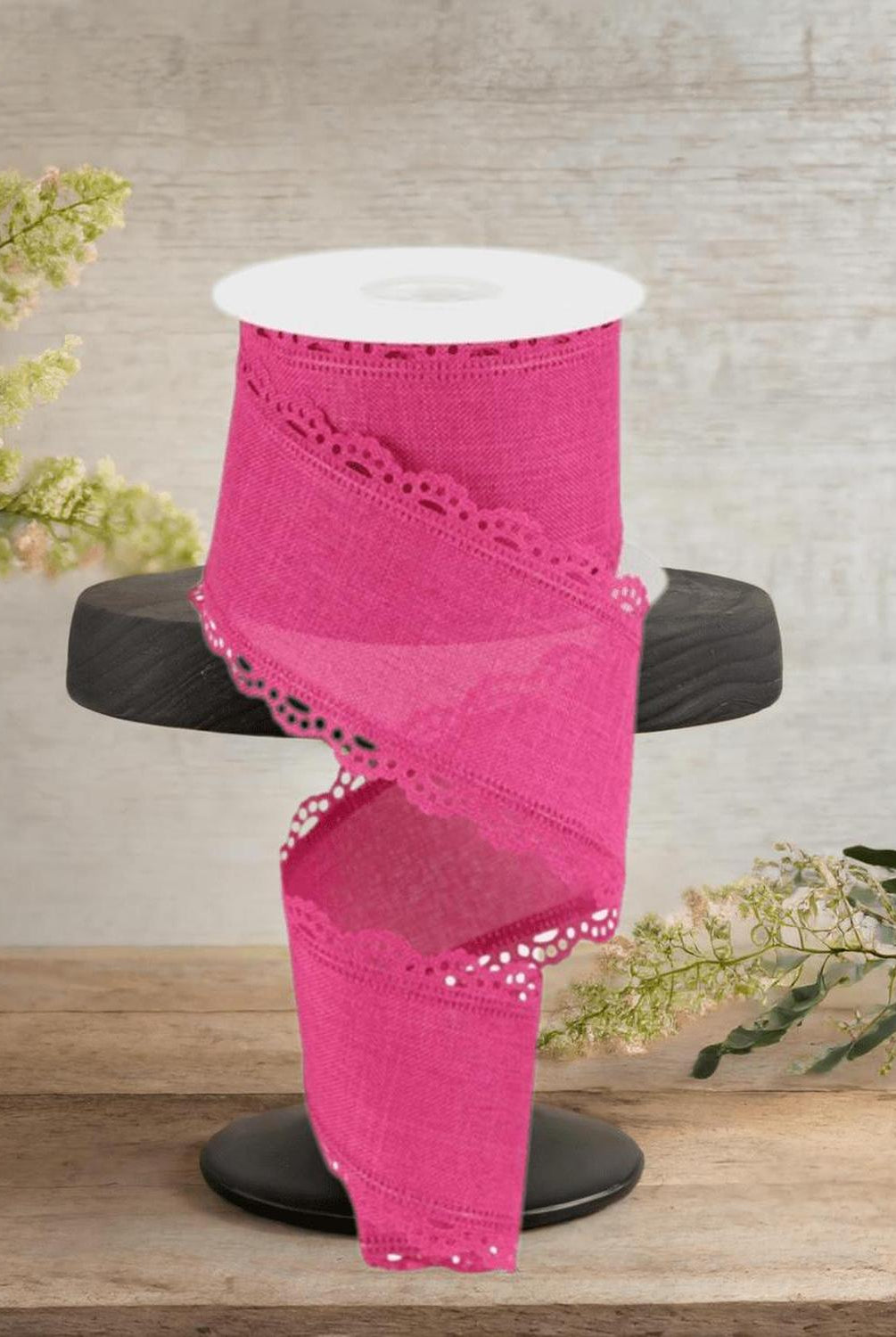 2.5" Scalloped Edge Ribbon: Fuchsia (10 Yard)