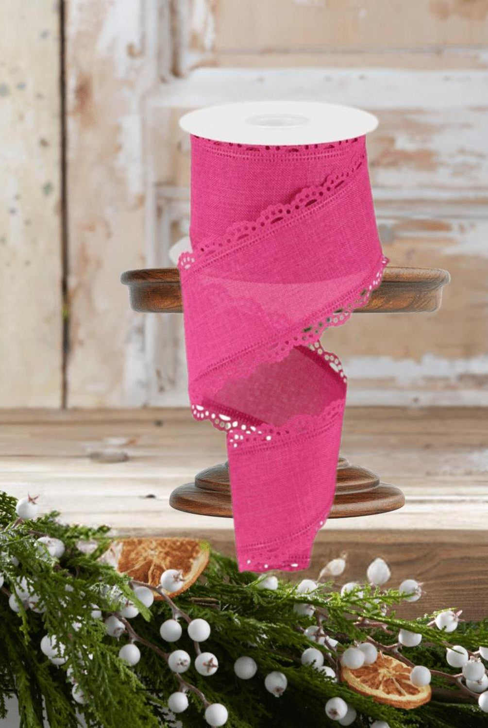 2.5" Scalloped Edge Ribbon: Fuchsia (10 Yard)