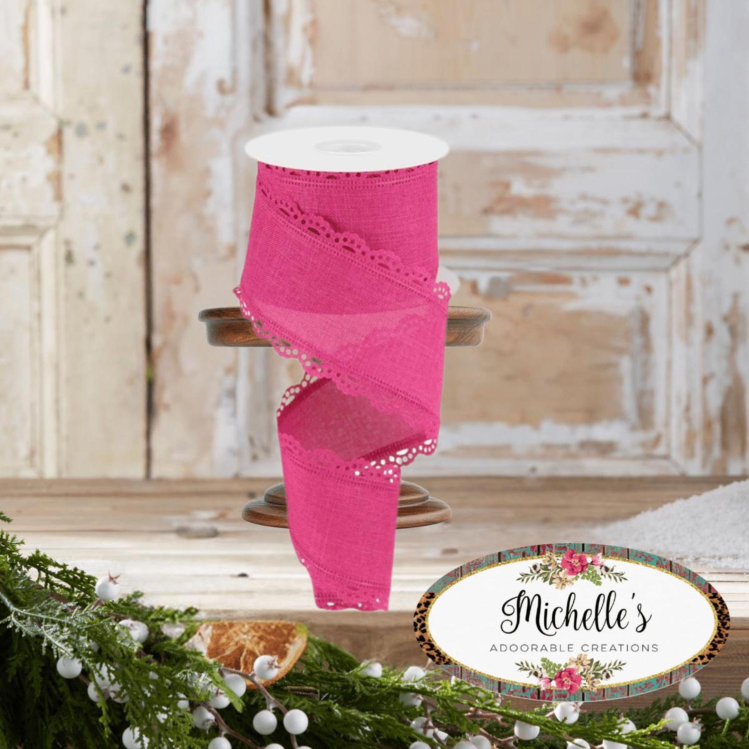 2.5" Scalloped Edge Ribbon: Fuchsia (10 Yard)