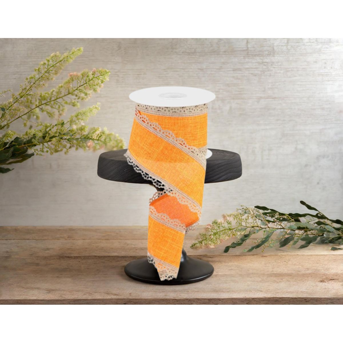 Shop For 2.5" Scalloped Edge Ribbon: Light Beige/Orange (10 Yard) at Michelle's aDOORable Creations