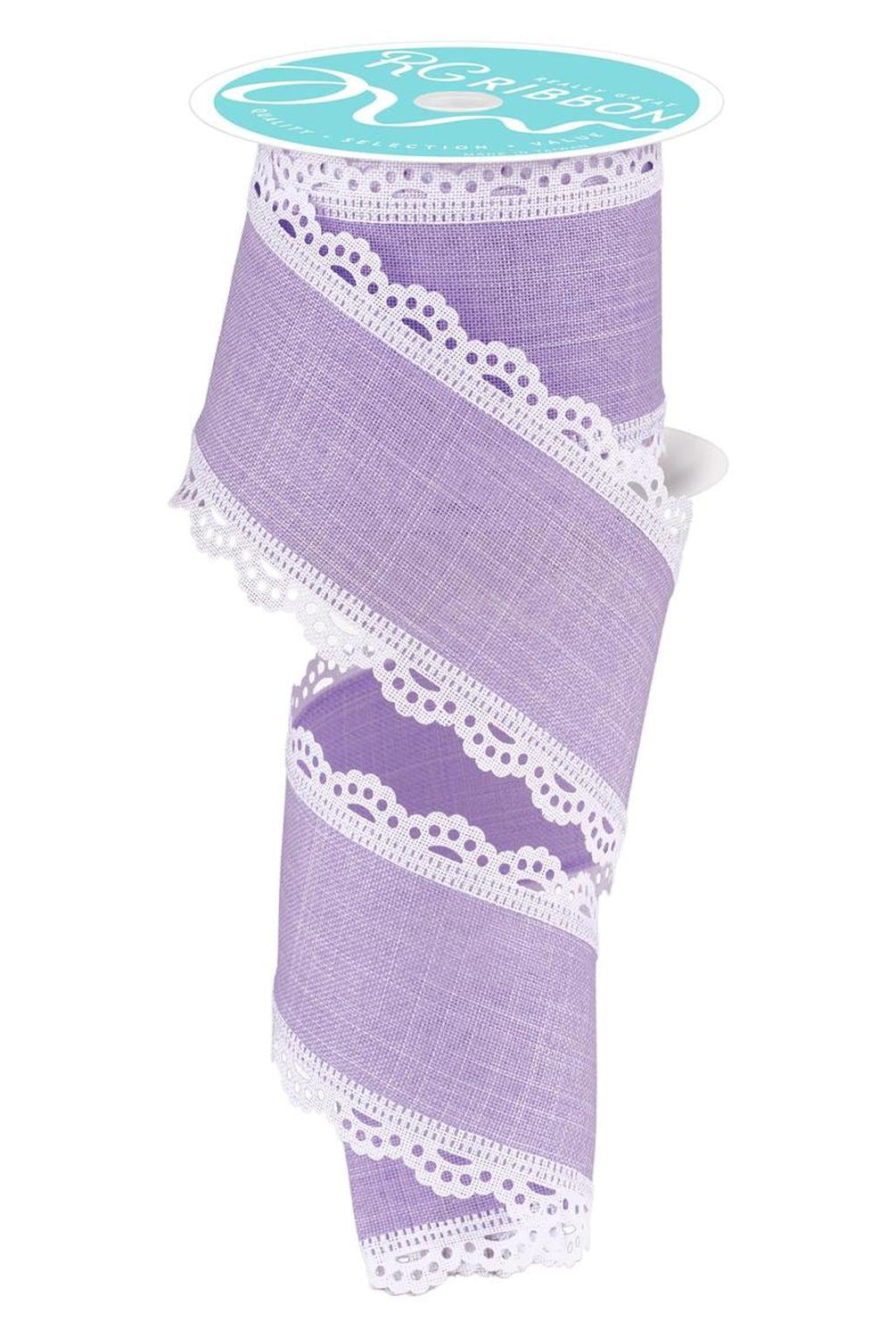 2.5" Scalloped Edge Ribbon: Light Lavender/White (10 Yard)