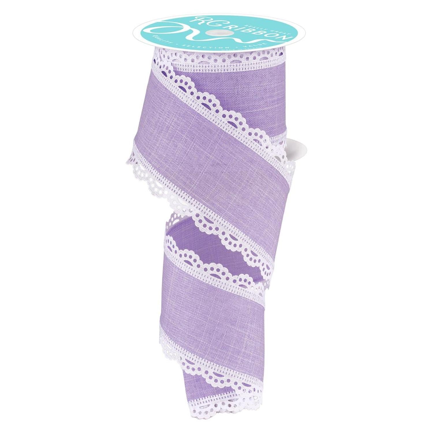 Shop For 2.5" Scalloped Edge Ribbon: Light Lavender/White (10 Yard)