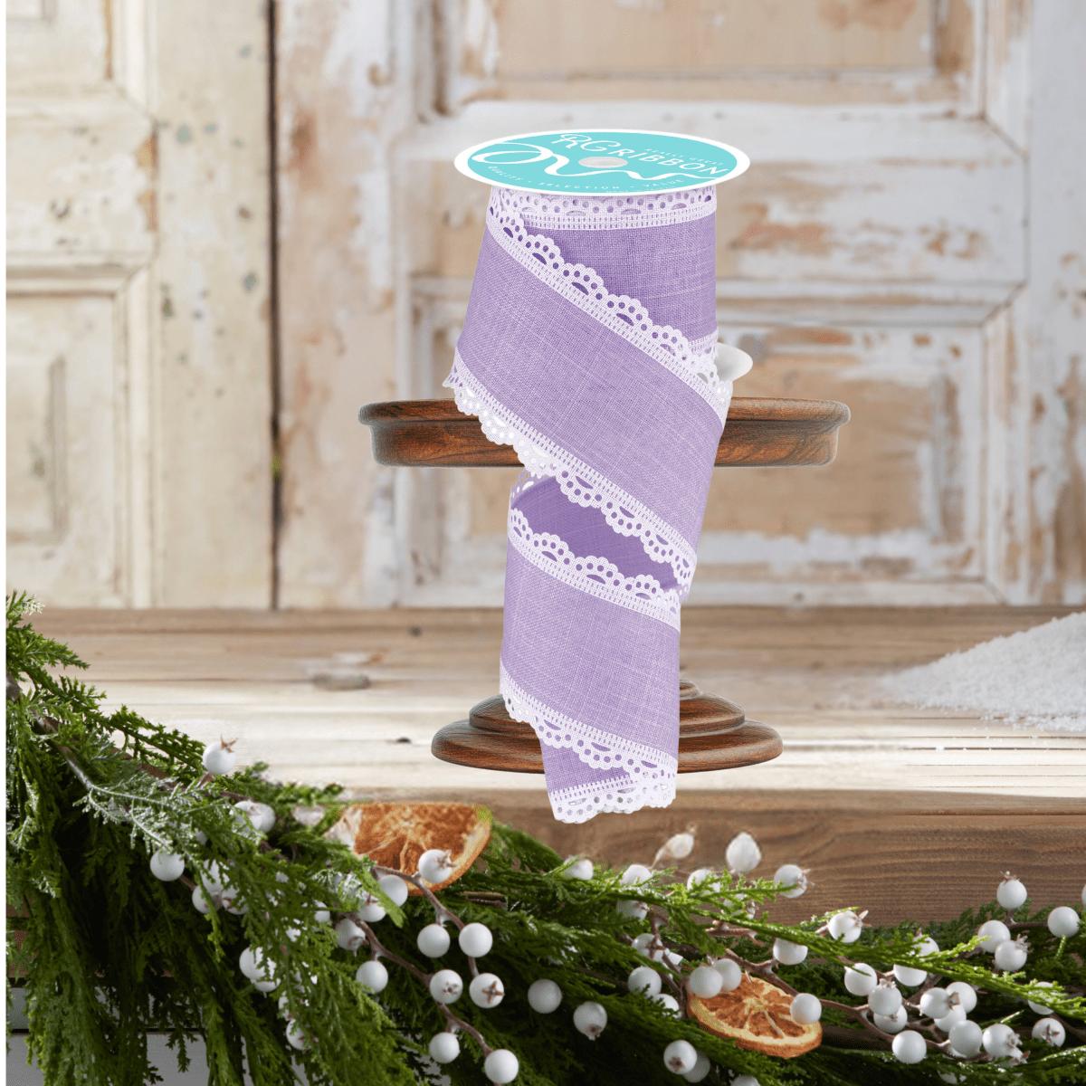 Shop For 2.5" Scalloped Edge Ribbon: Light Lavender/White (10 Yard)