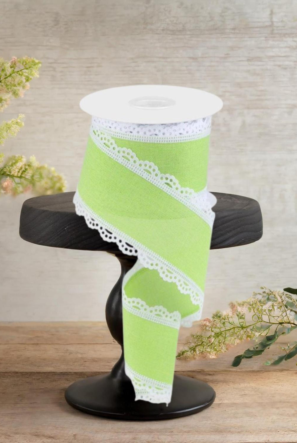 2.5" Scalloped Edge Ribbon: Lime Green (10 Yard)