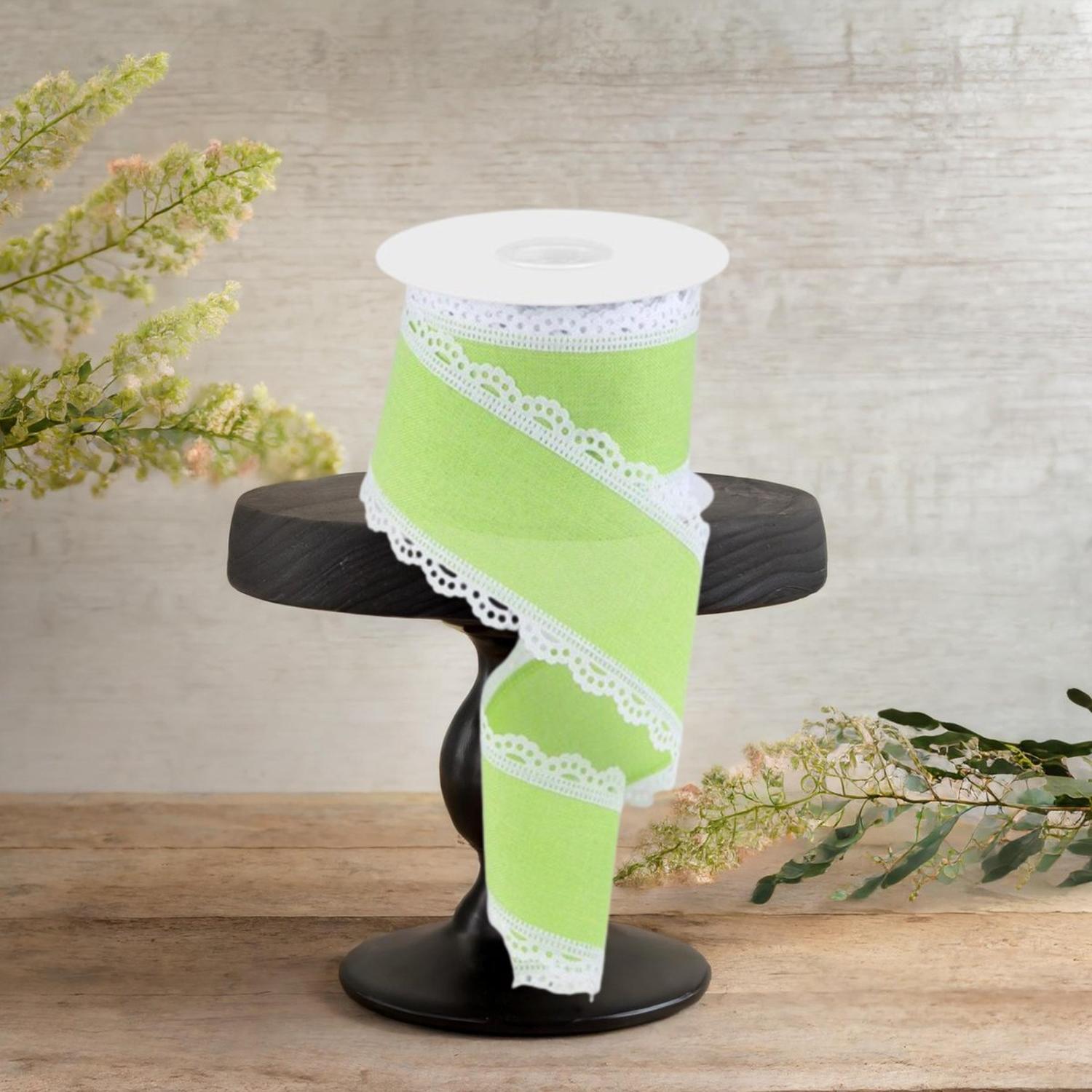 Shop For 2.5" Scalloped Edge Ribbon: Lime Green (10 Yard)