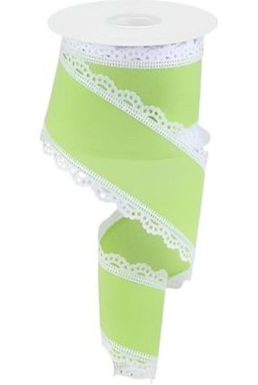 2.5" Scalloped Edge Ribbon: Lime Green (10 Yard)