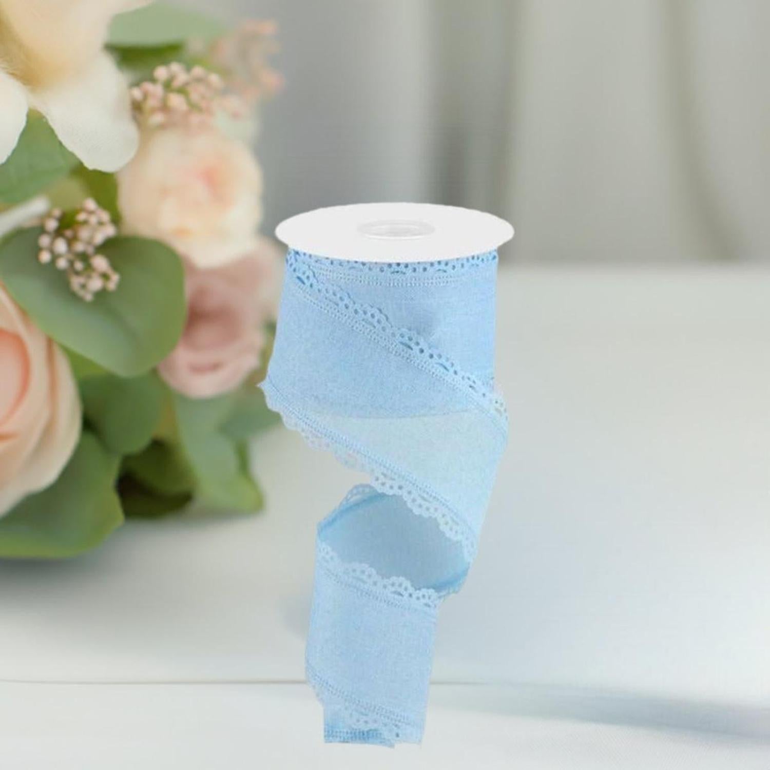 2.5" Scalloped Edge Ribbon: Pale Blue (10 Yard)
