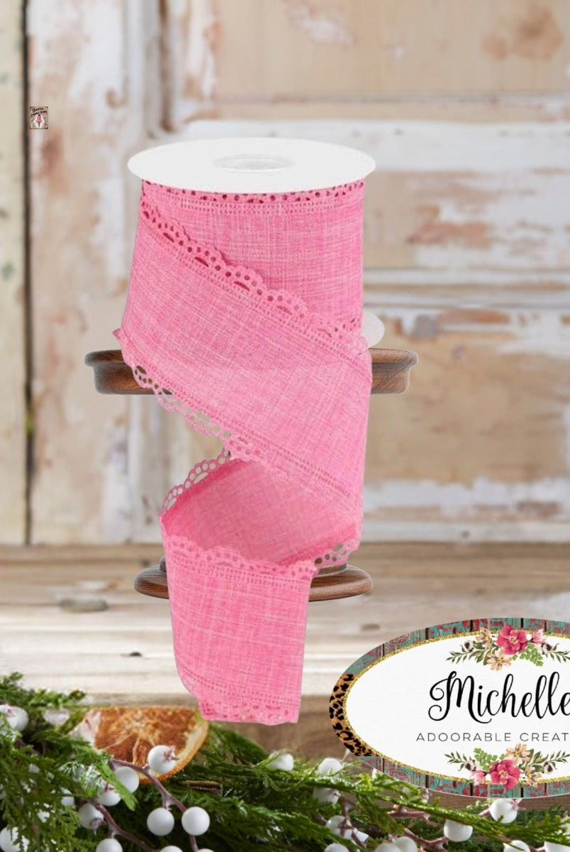 Shop For 2.5" Scalloped Edge Ribbon: Pink (10 Yard)
