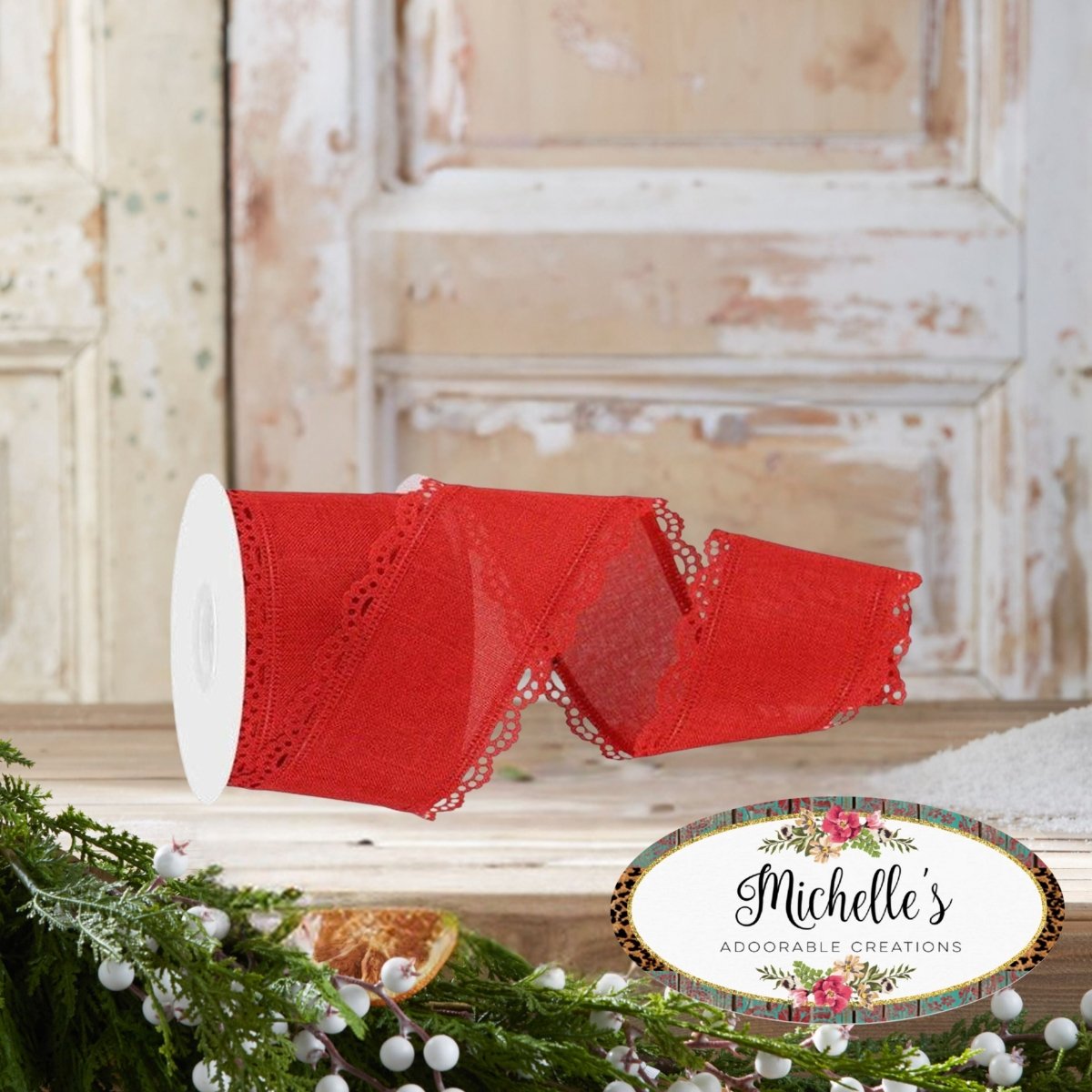 Shop For 2.5" Scalloped Edge Ribbon: Red (10 Yard)