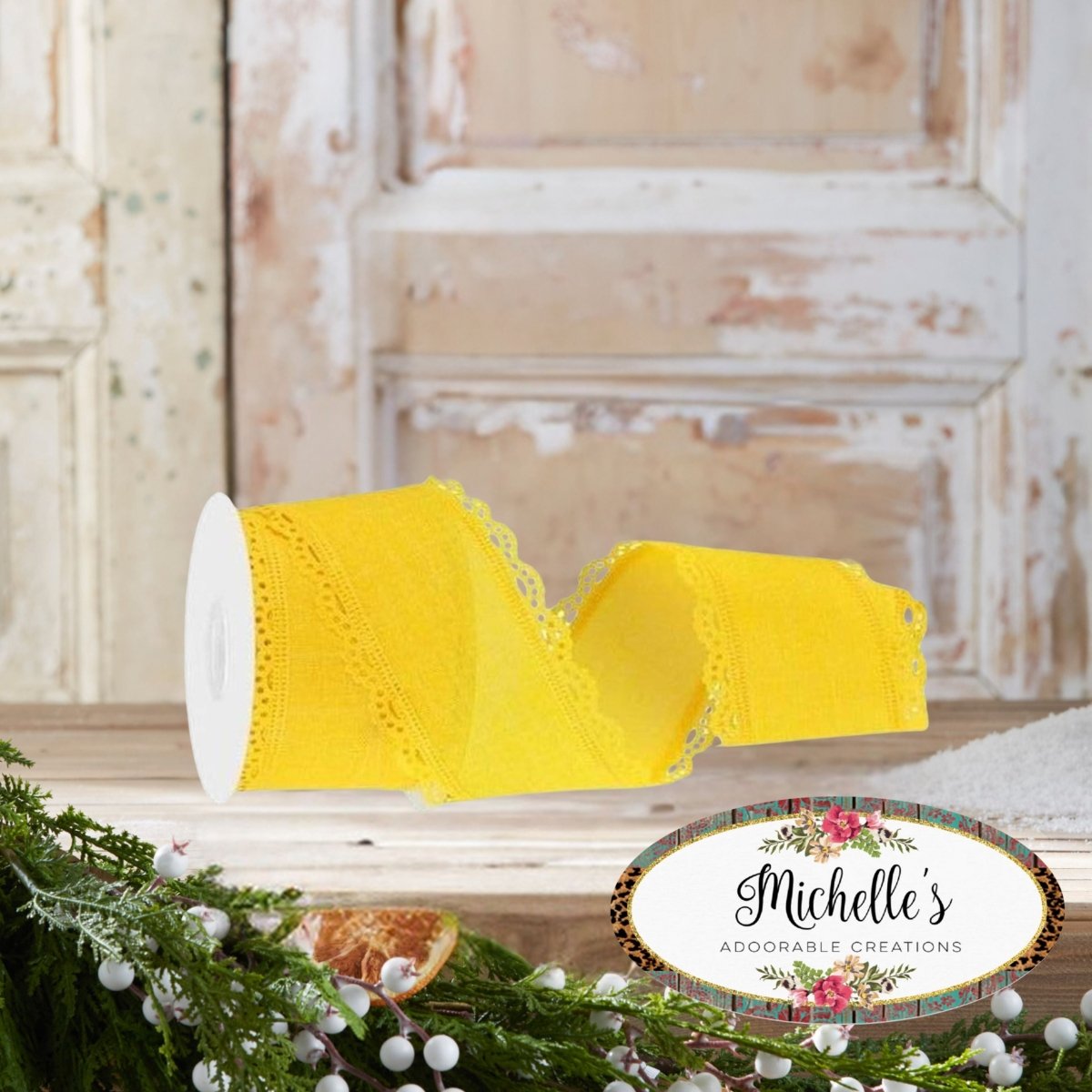 Shop For 2.5" Scalloped Edge Ribbon: Sun Yellow