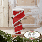Shop For 2.5" Scalloped Edge Ribbon: White/Red (10 Yard)