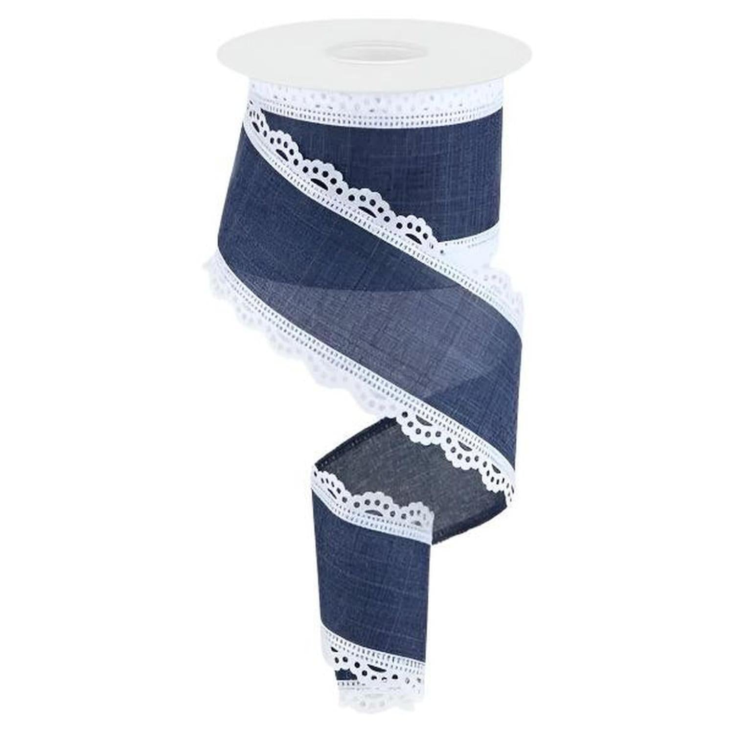 2.5" Scalloped Edge Royal Ribbon: Navy Blue (10 Yard)