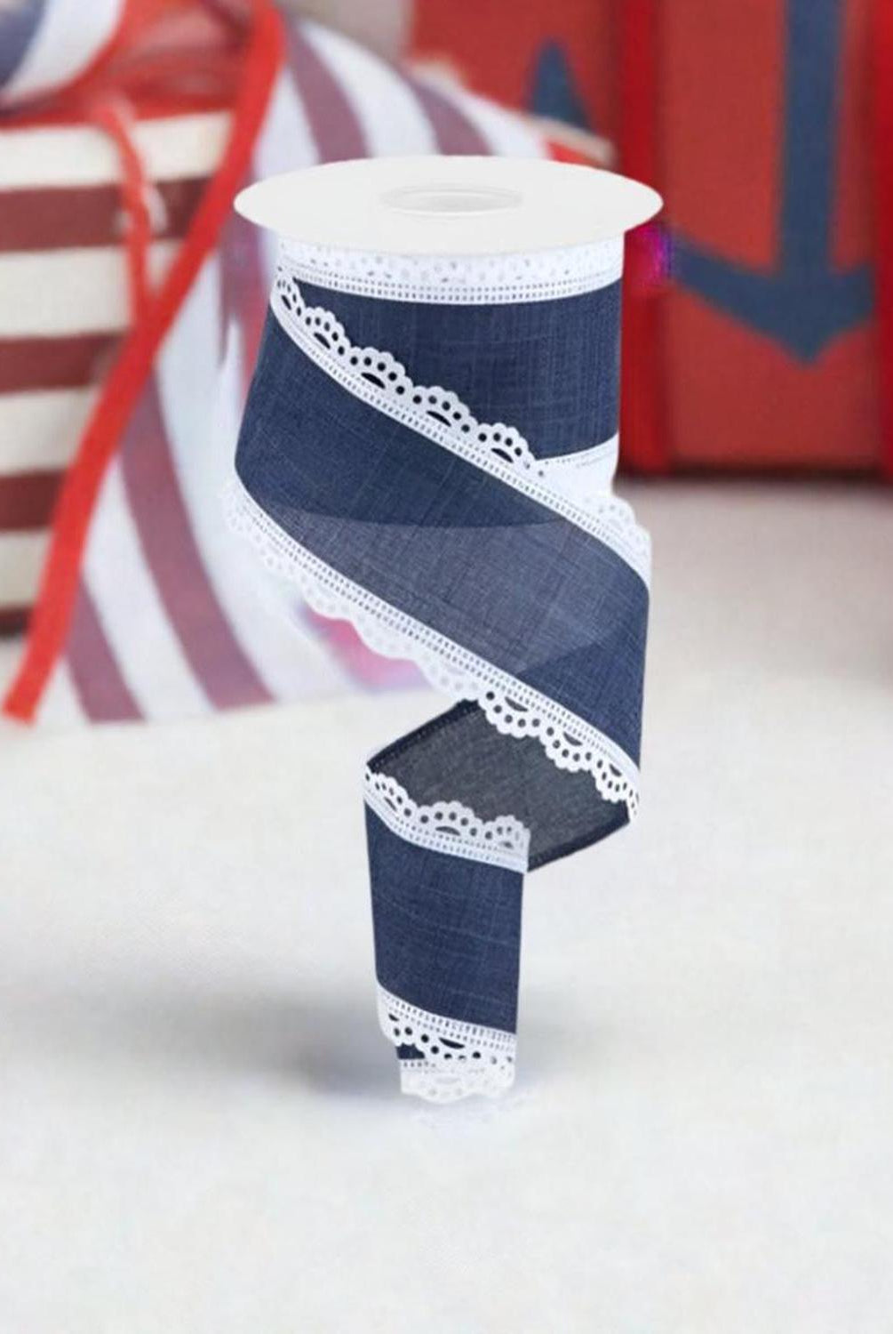 2.5" Scalloped Edge Royal Ribbon: Navy Blue (10 Yard)