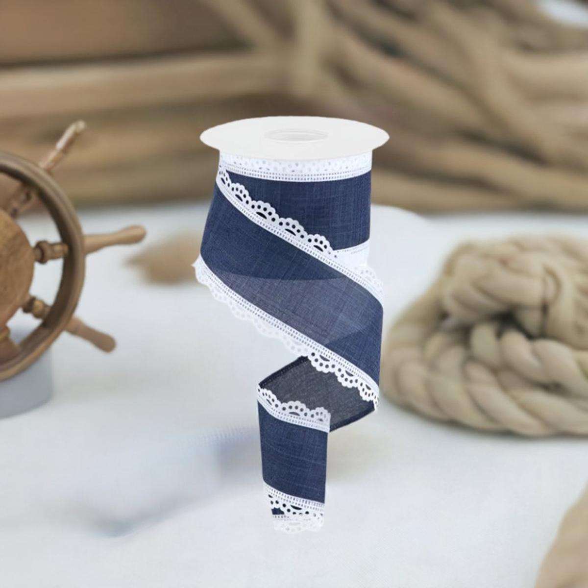 Shop For 2.5" Scalloped Edge Royal Ribbon: Navy Blue (10 Yard) at Michelle's aDOORable Creations