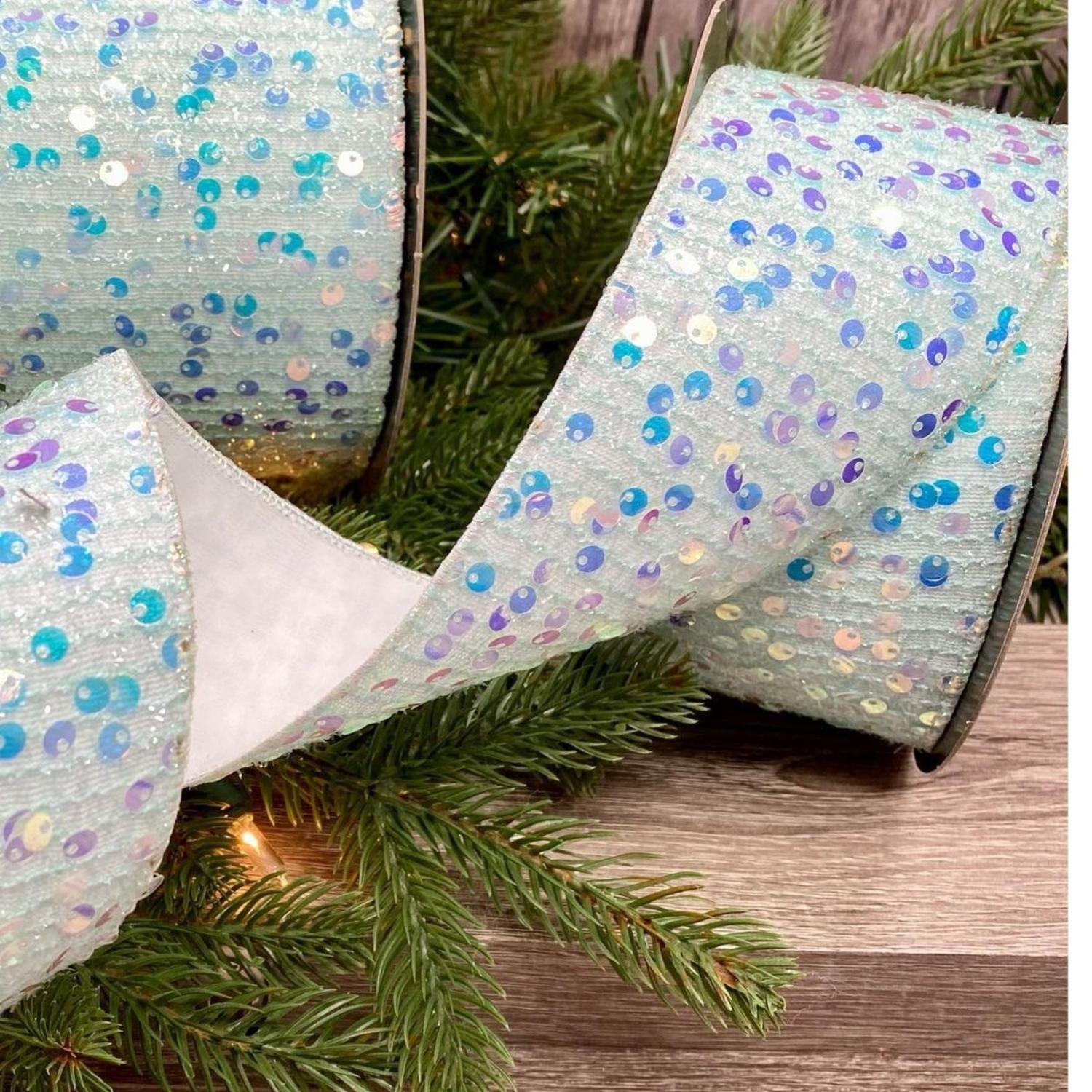 2.5" Sequin Tinsel Ribbon: White (10 Yards)