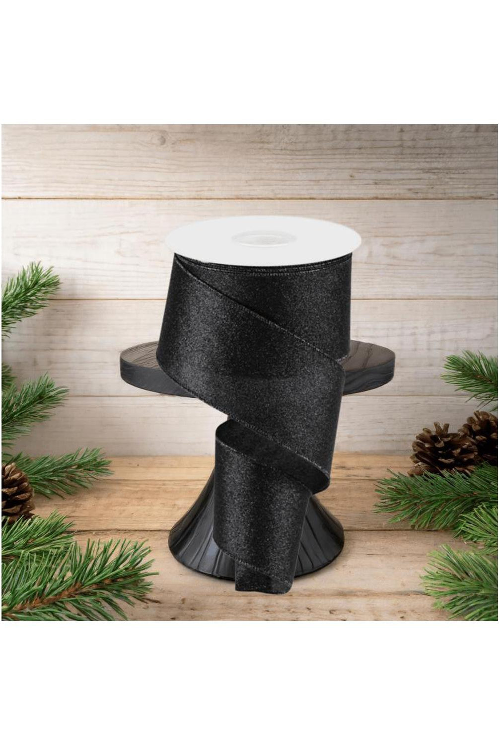 Shop For 2.5" Shimmer Glitter Ribbon: Black (10 Yards)