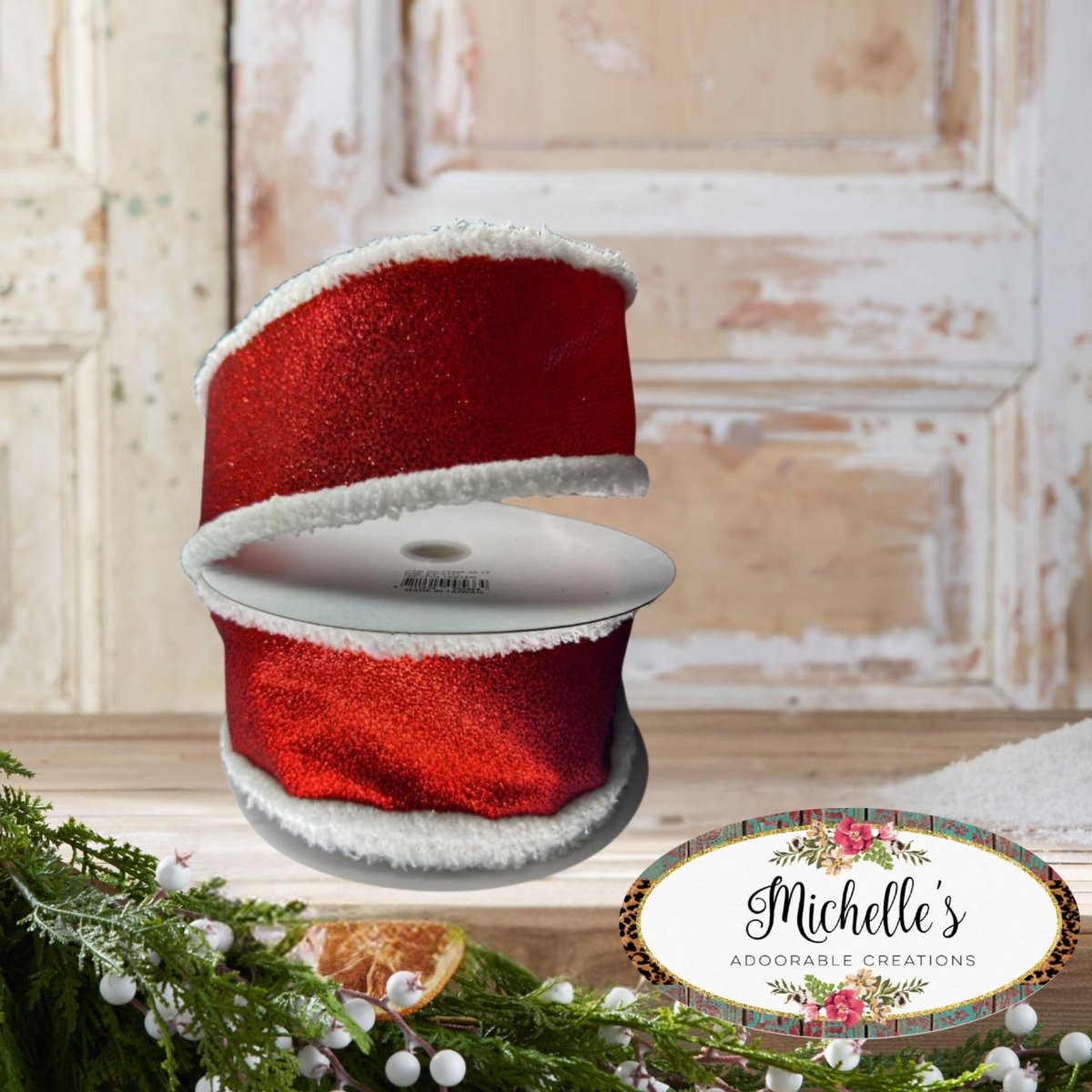 Shop For 2.5" Snow Edge Satin Glitter Ribbon: Red (10 Yards)