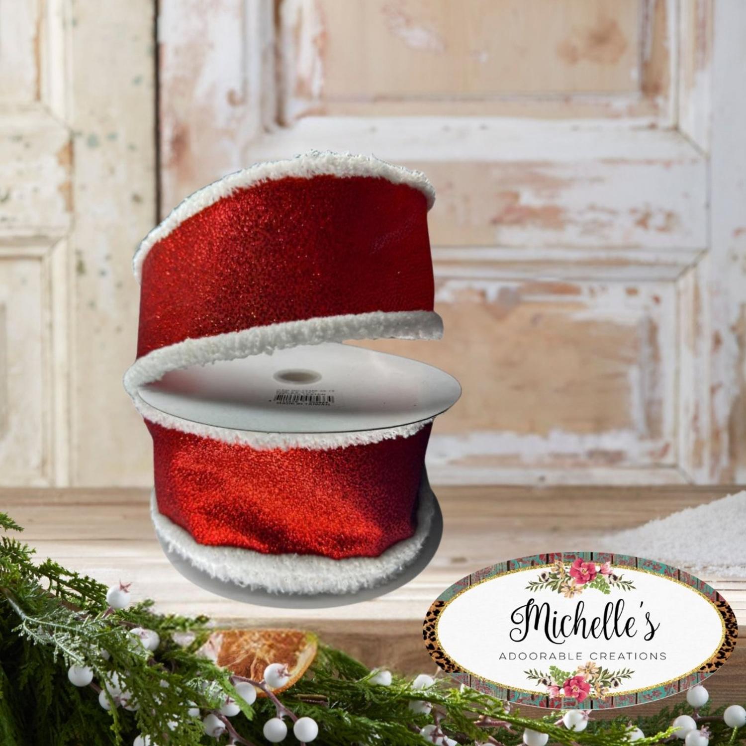 Shop For 2.5" Snow Edge Satin Glitter Ribbon: Red (10 Yards)