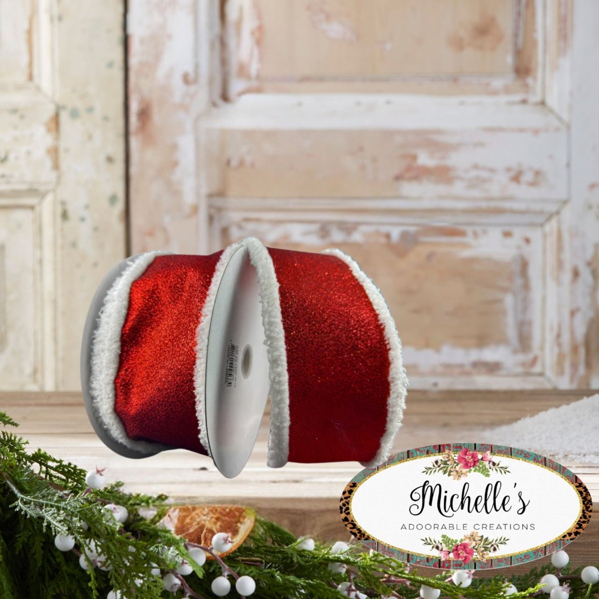 Shop For 2.5" Snow Edge Satin Glitter Ribbon: Red (10 Yards)