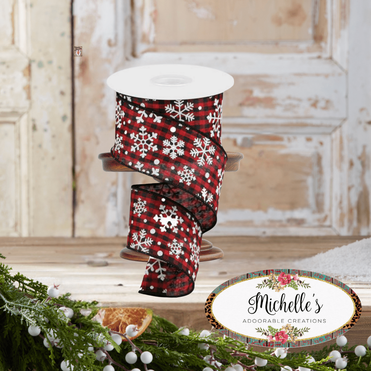 Shop For 2.5" Snowflake Ribbon: Black & Red (10 Yards)