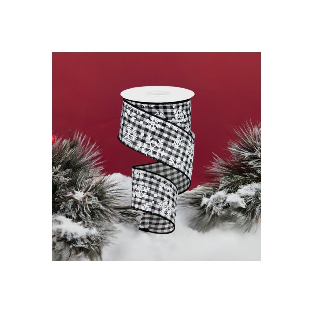 Shop For 2.5" Snowflake Ribbon: Black & White (10 Yards) at Michelle's aDOORable Creations