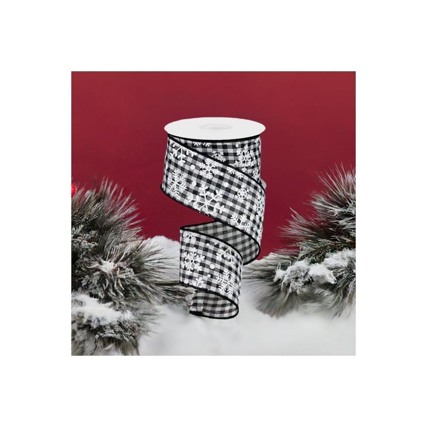Shop For 2.5" Snowflake Ribbon: Black & White (10 Yards) at Michelle's aDOORable Creations