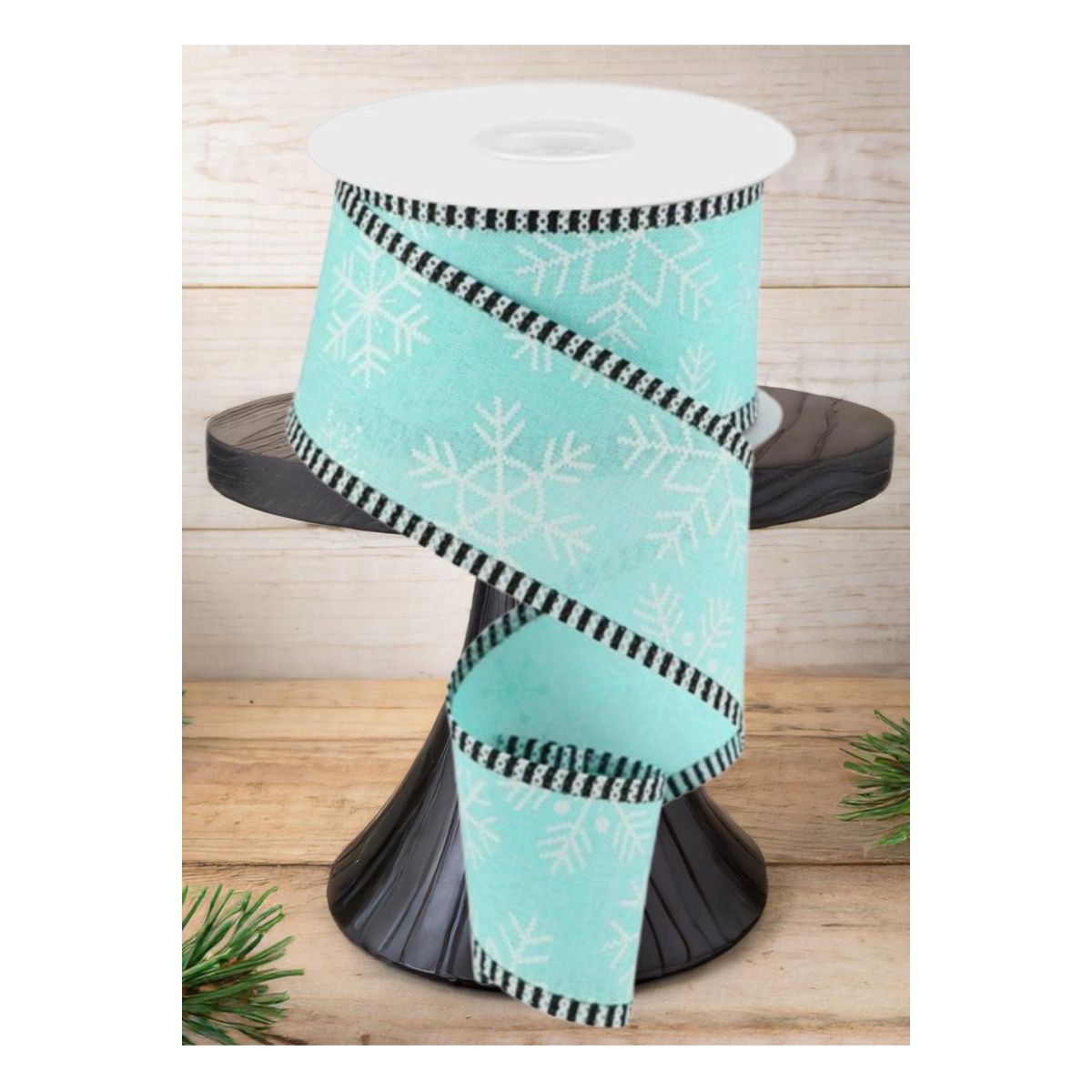 Shop For 2.5" Snowflake Thin Stripe Edge Ribbon: Ice Blue (10 Yards)