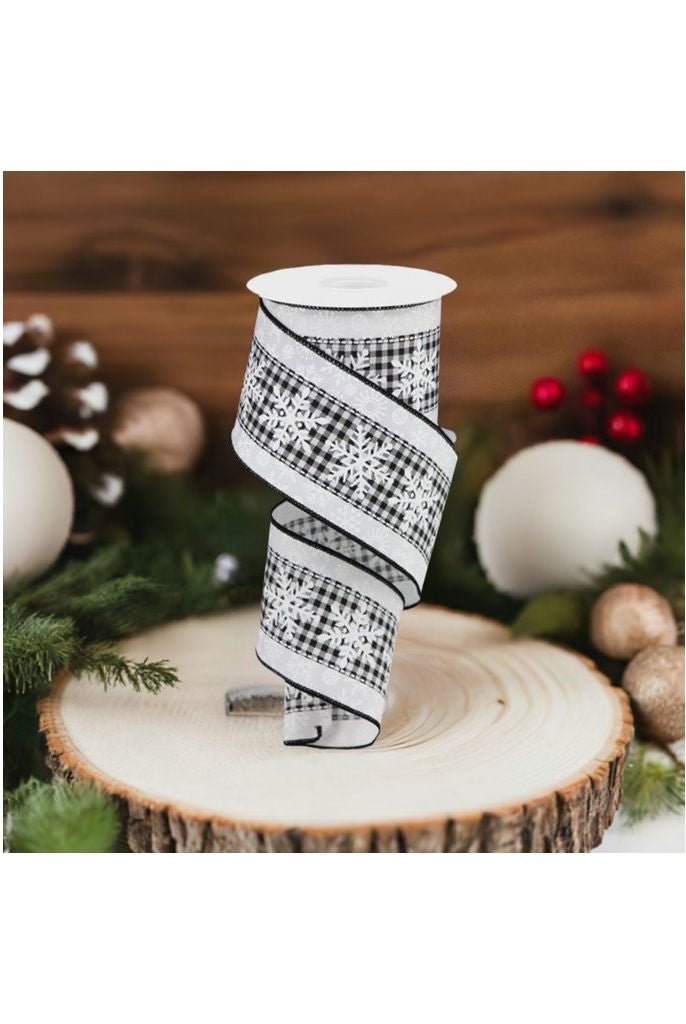 Shop For 2.5" Snowflakes Check Ribbon: White (10 Yards) at Michelle's aDOORable Creations