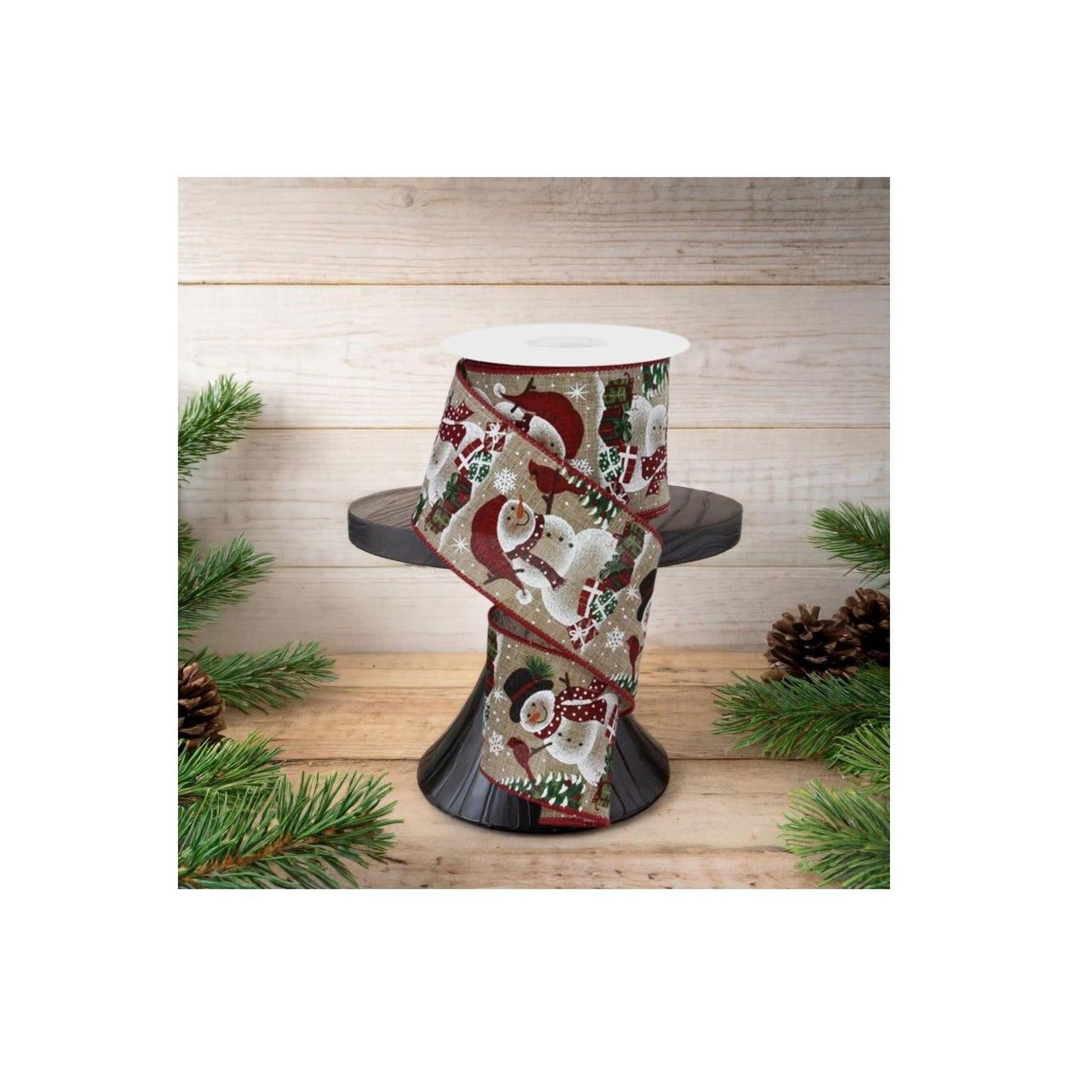 Shop For 2.5" Snowman Cardinal Ribbon: Light Beige (10 Yards)