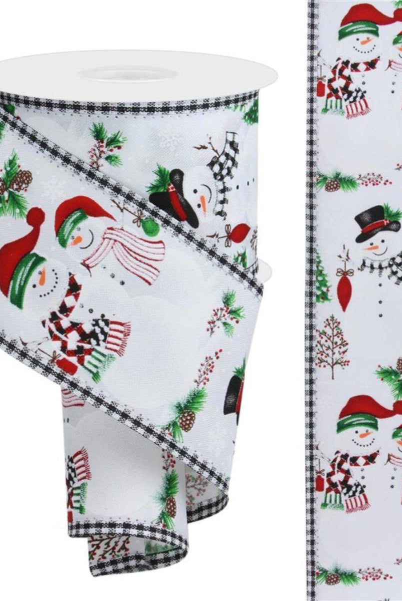 Shop For 2.5" Snowman Ornaments Gingham Ribbon: White (10 Yards)
